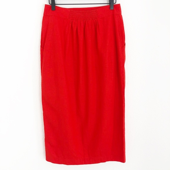 Urban Outfitters Amanda Red Linen Skirt Size M - Picture 4 of 11